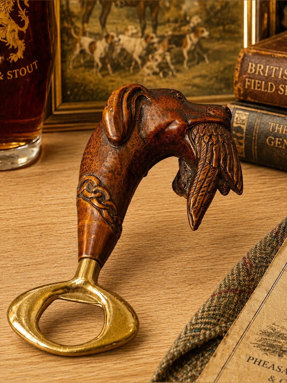 Vintage Hunting Dog & Pheasant Bottle Opener – Comoy’s Style